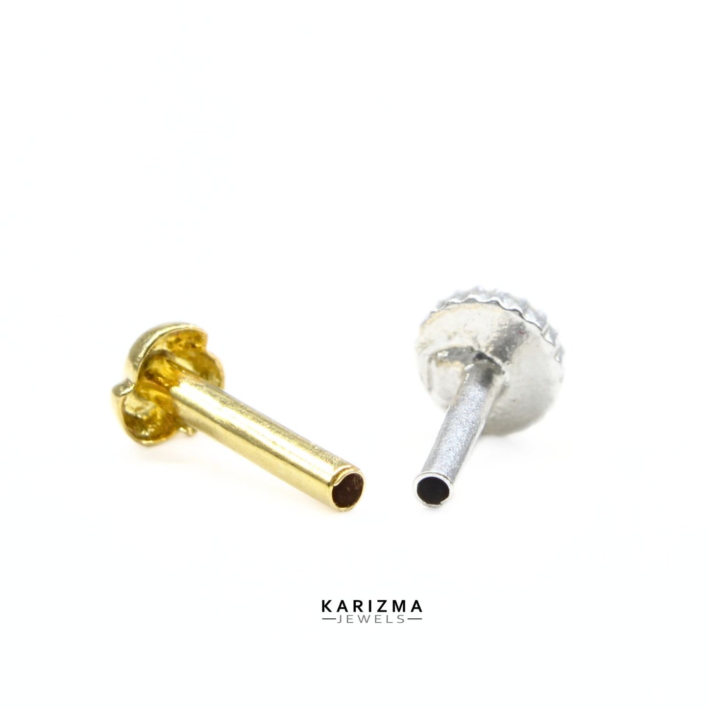 Tiny 14k Real Gold Women Push Pin style Nose Pin