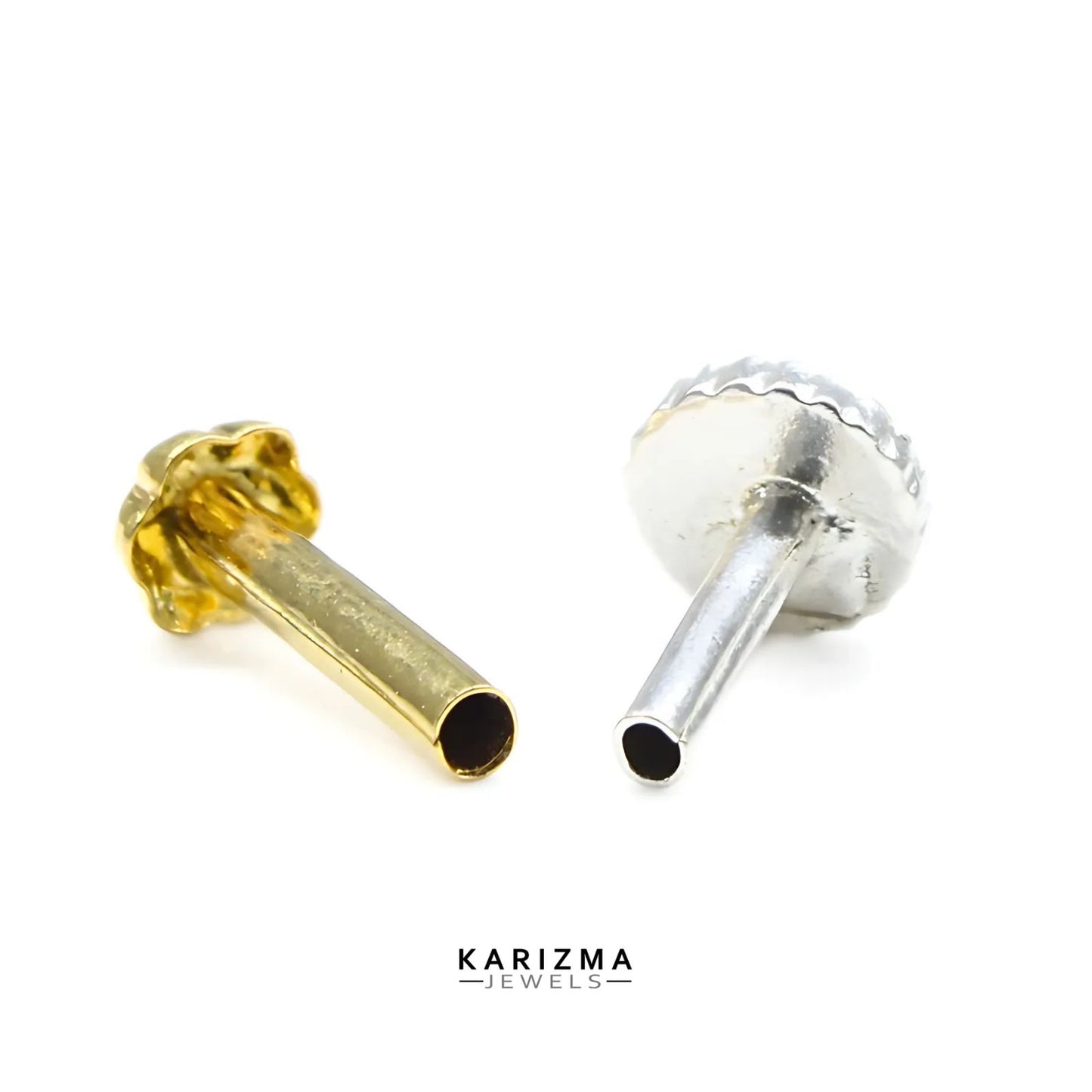 14k Real Gold Women floral stylish Tiny Nose Pin Push Pin