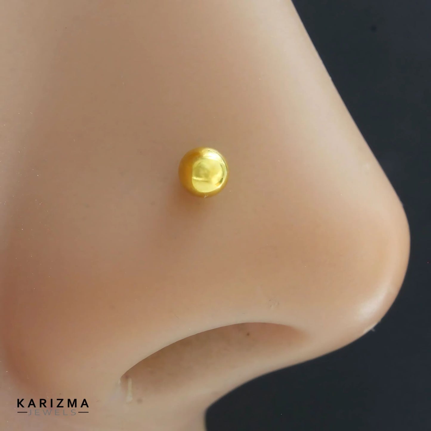14K Real Gold Women Round Nose Pin nose ring Push Pin