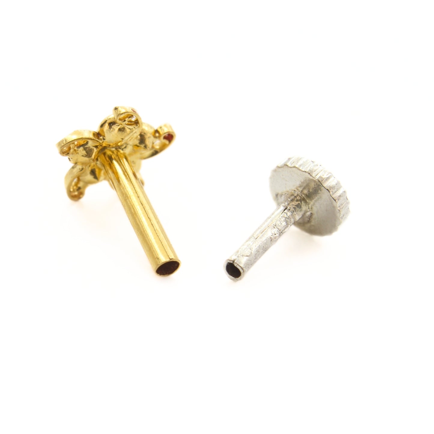 Star 18K Real Gold White CZ Nose Pin nose ring Push Pin