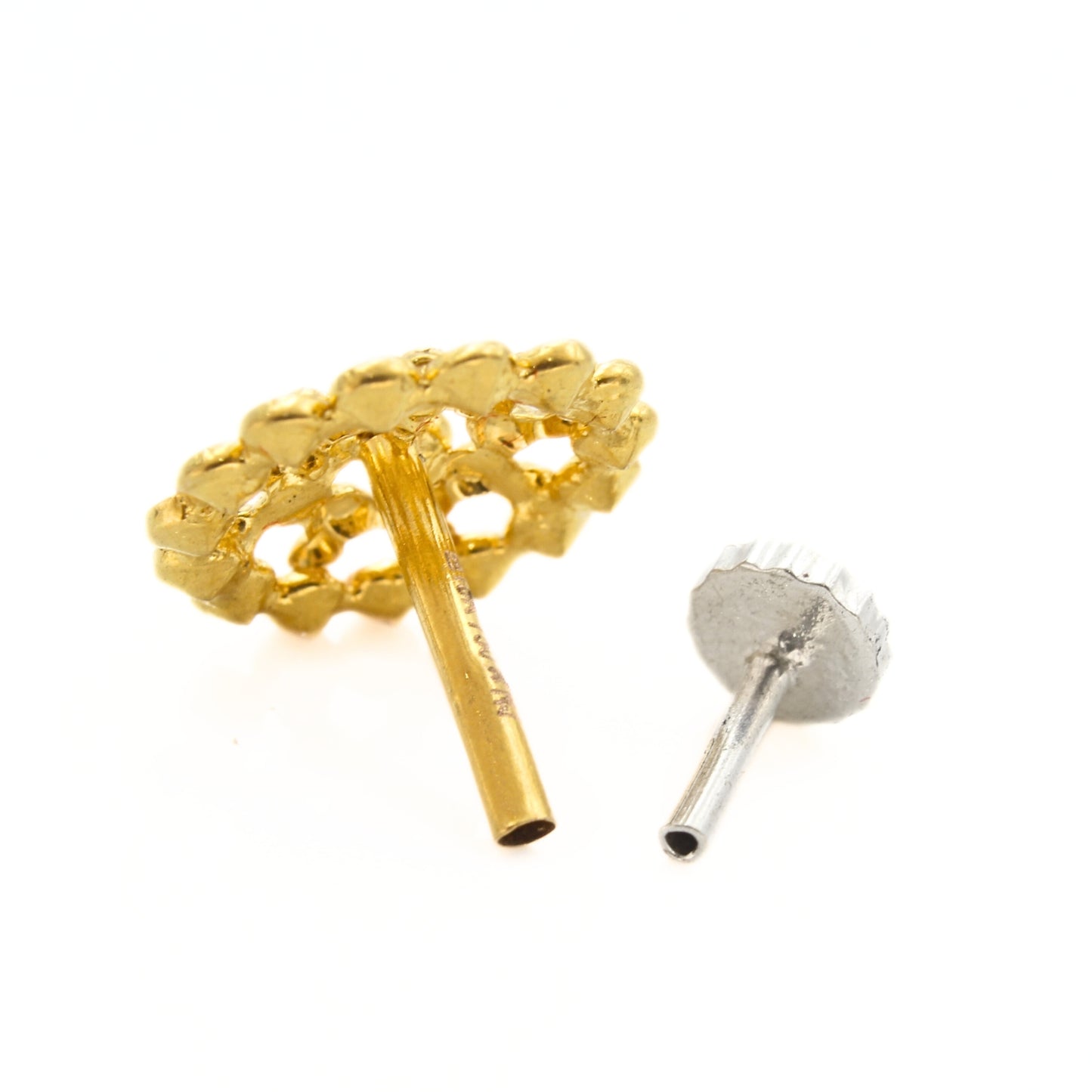 Statement 18K Real Gold White CZ Push Pin Nose Pin