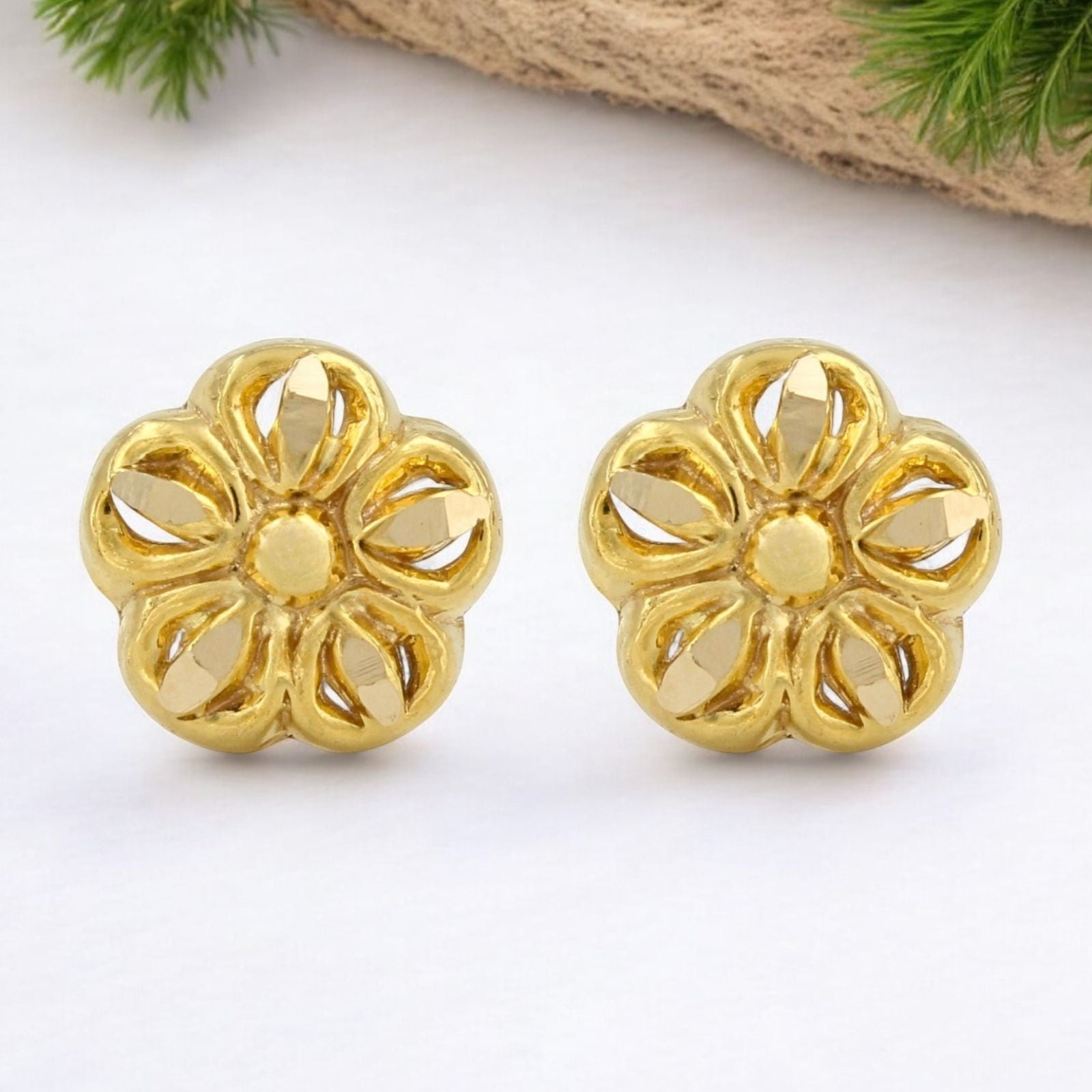Ethnic 18K Real Gold Two in One women Nose pin cum Earring Gold