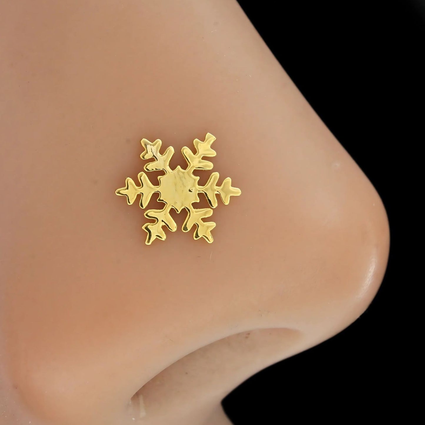 18K Real Gold women Snowflake Nose pin cum Earring Gold Screw Back