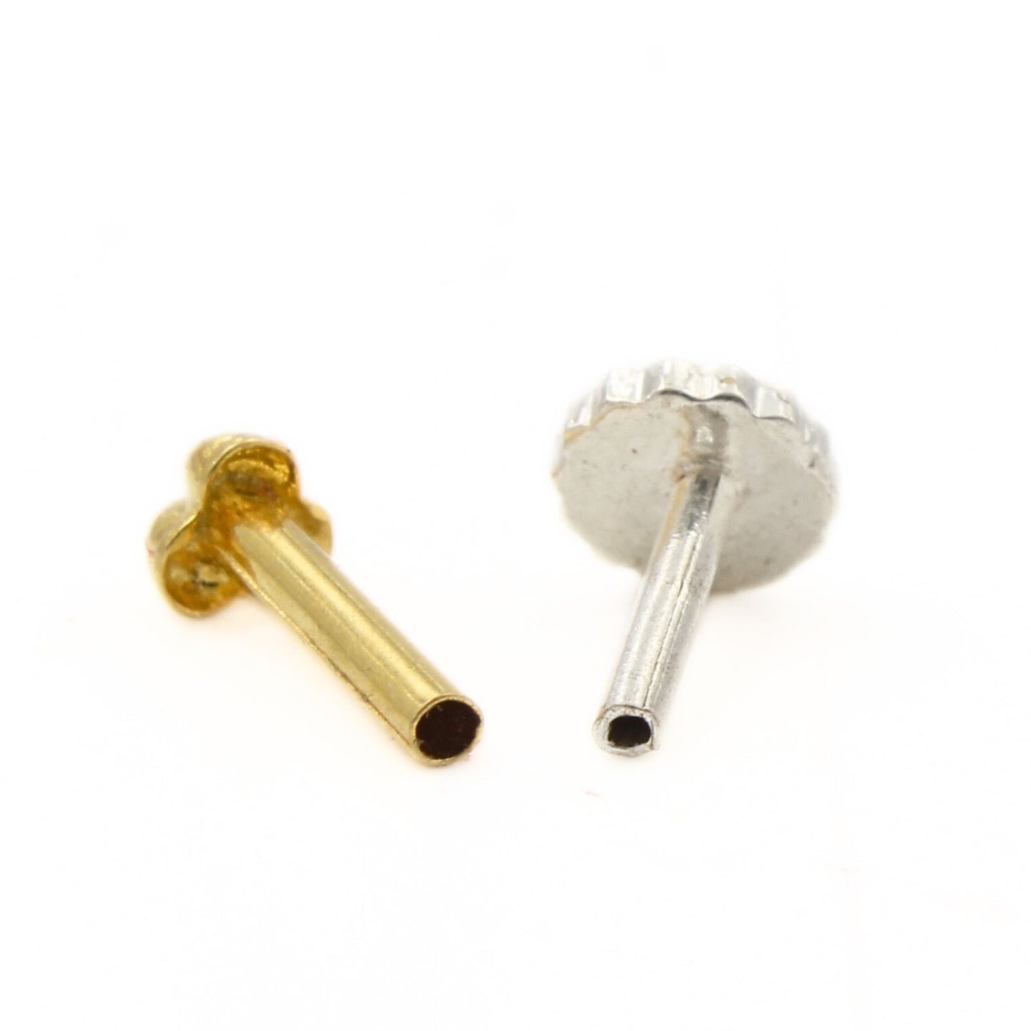 Floral Tiny 18k Real Gold Women Nose pin Push Pin