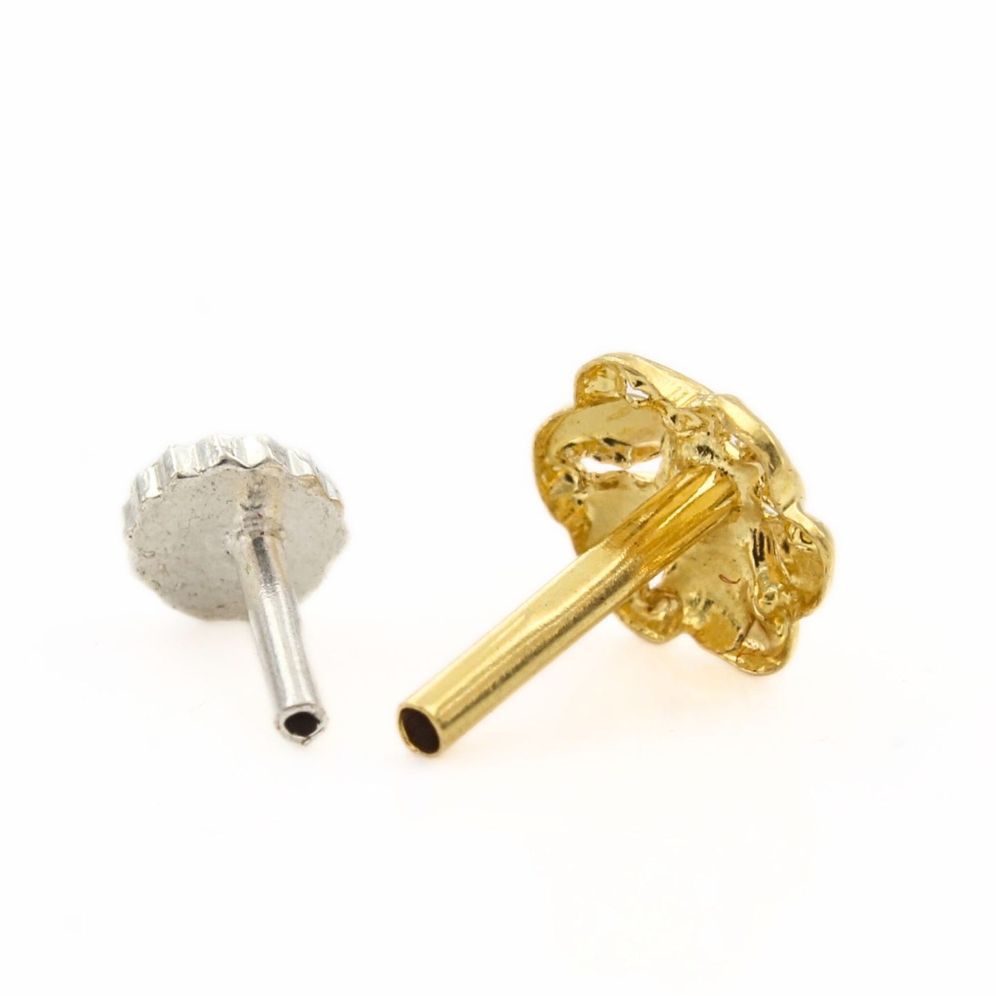 Traditional flower style 18k Real Gold Women Nose pin Push Pin