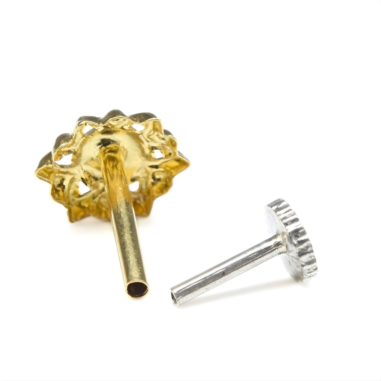 18K Real Gold women star Nose pin nose ring Push Pin