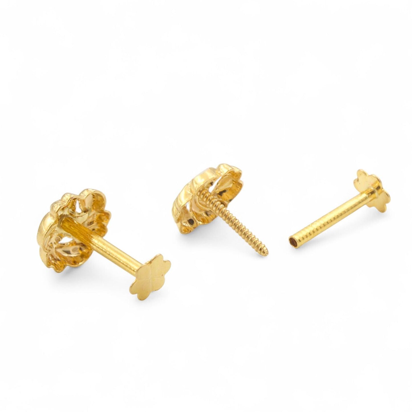 18K Real Gold Two in One women Nose pin cum Earring Gold Screw Back