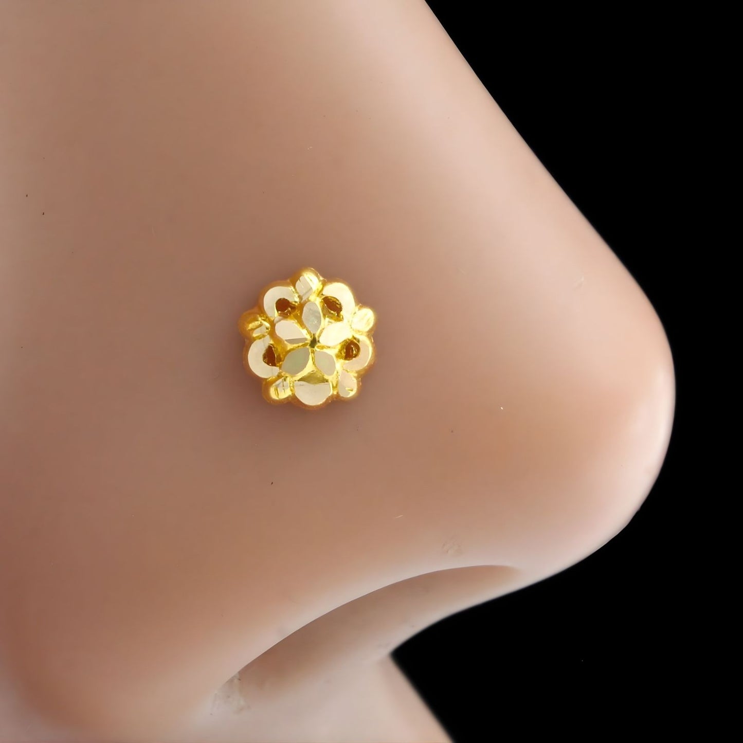 18K Real Gold women Nose pin nose ring Push Pin