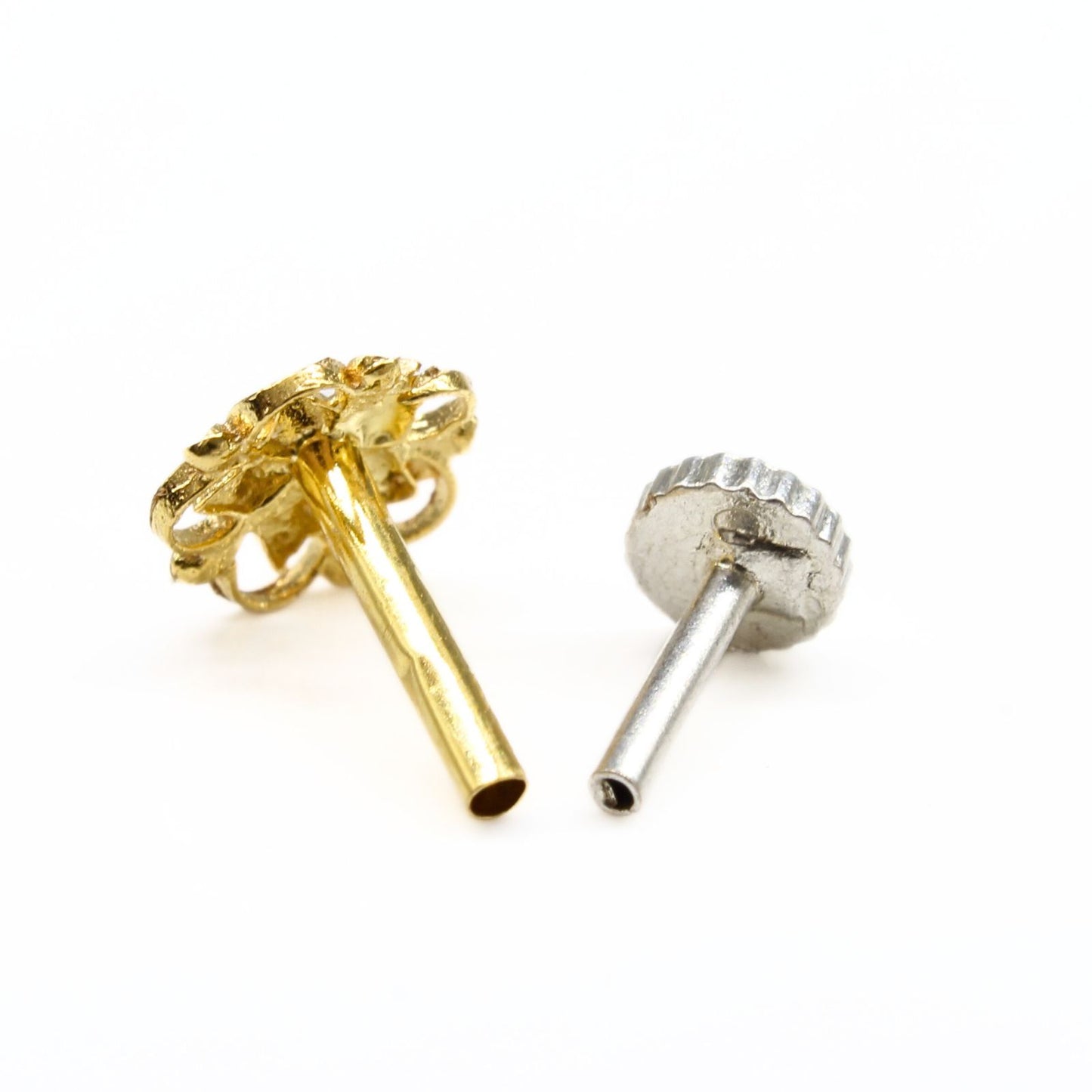 18K Real Gold Floral Nose pin nose ring Push Pin