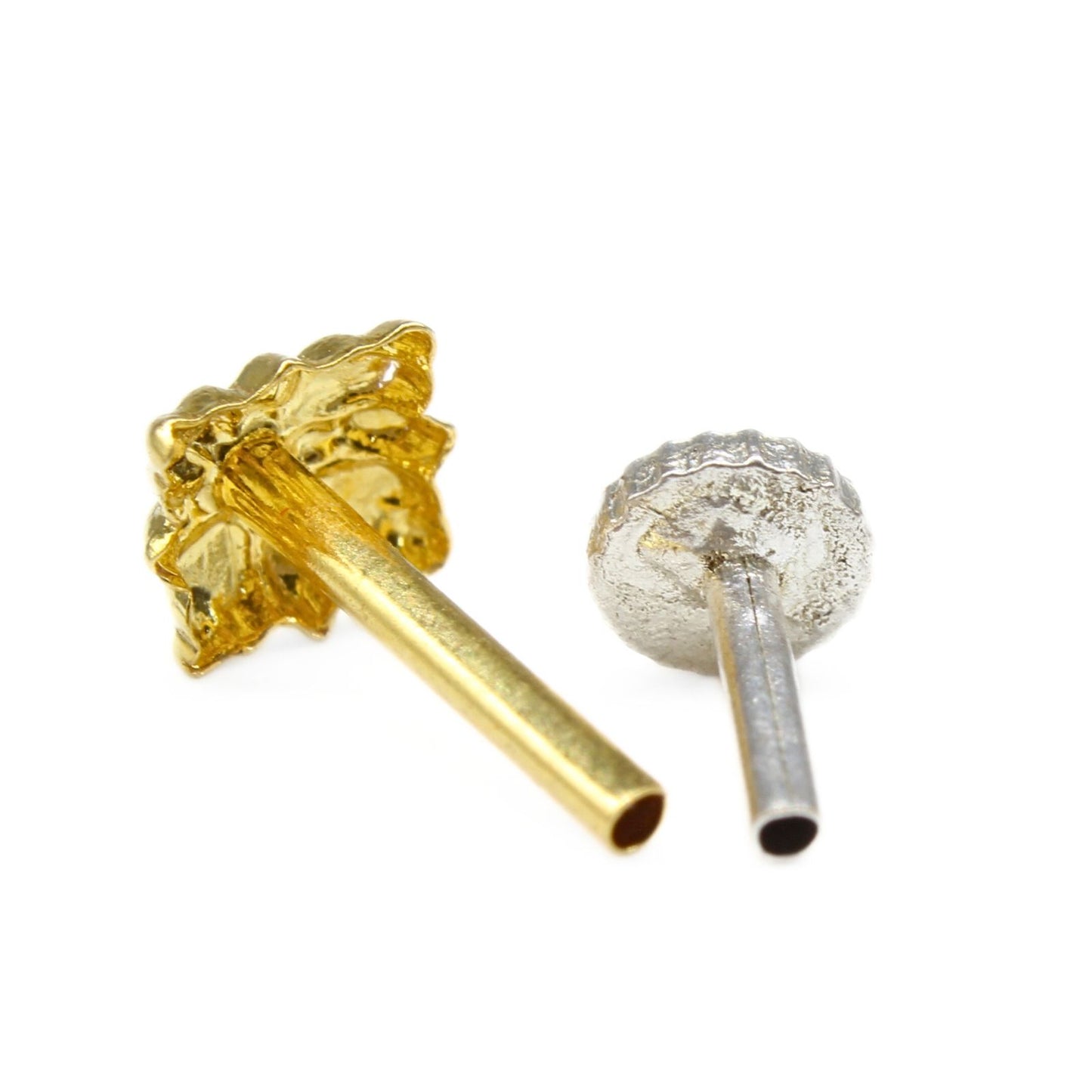 18K Real Gold square Nose pin nose ring Push Pin