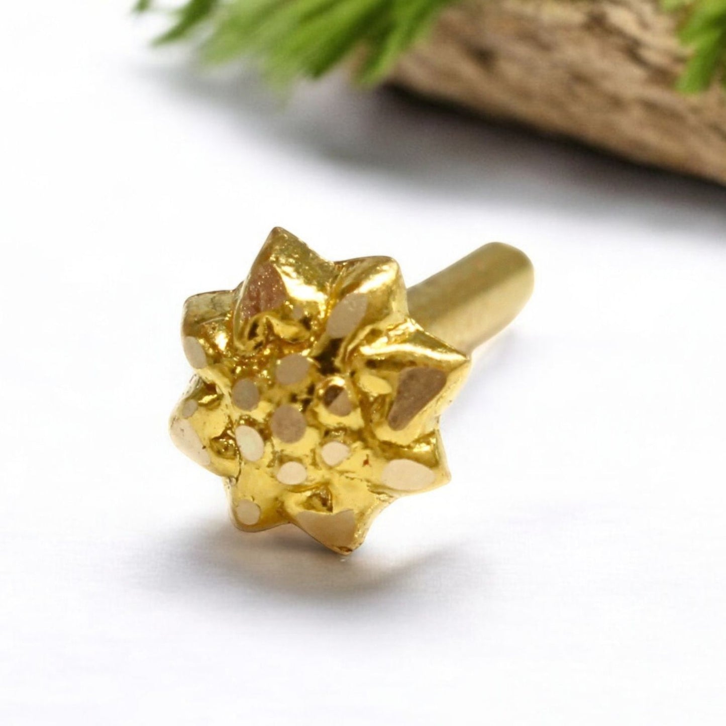 18K Real Gold Tiny Floral Nose pin nose ring Push Pin