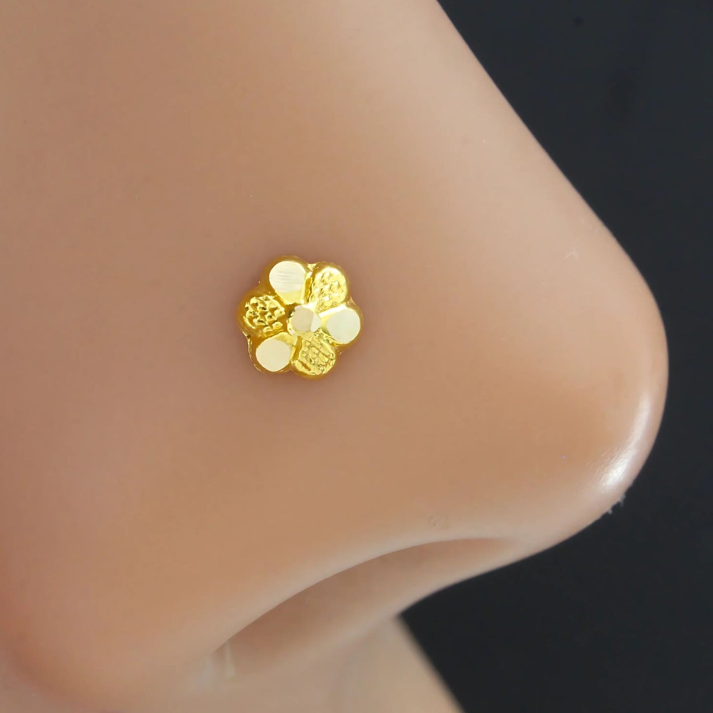 18K Real Gold small Flower Nose pin nose ring Push Pin