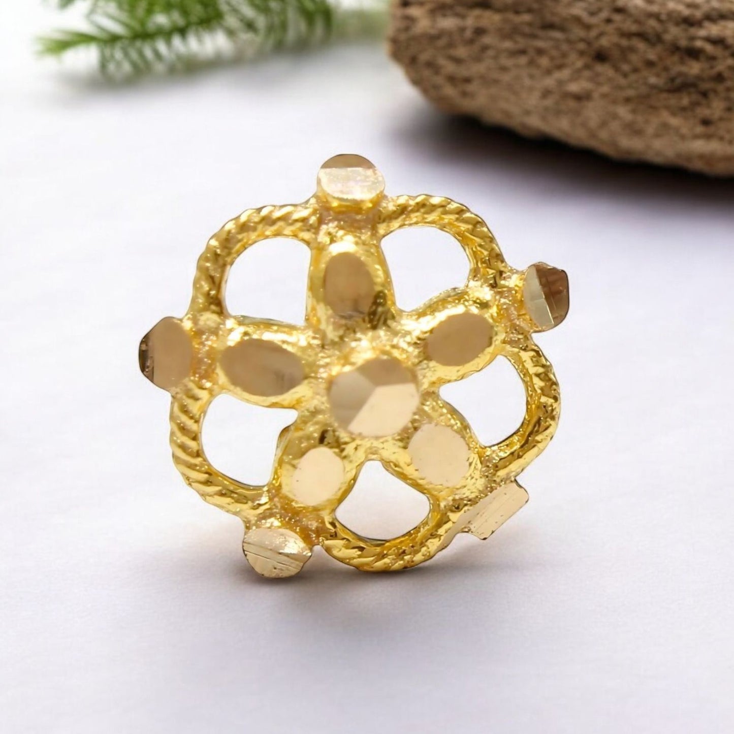 18K Real Gold women floral style Nose pin nose ring Push Pin