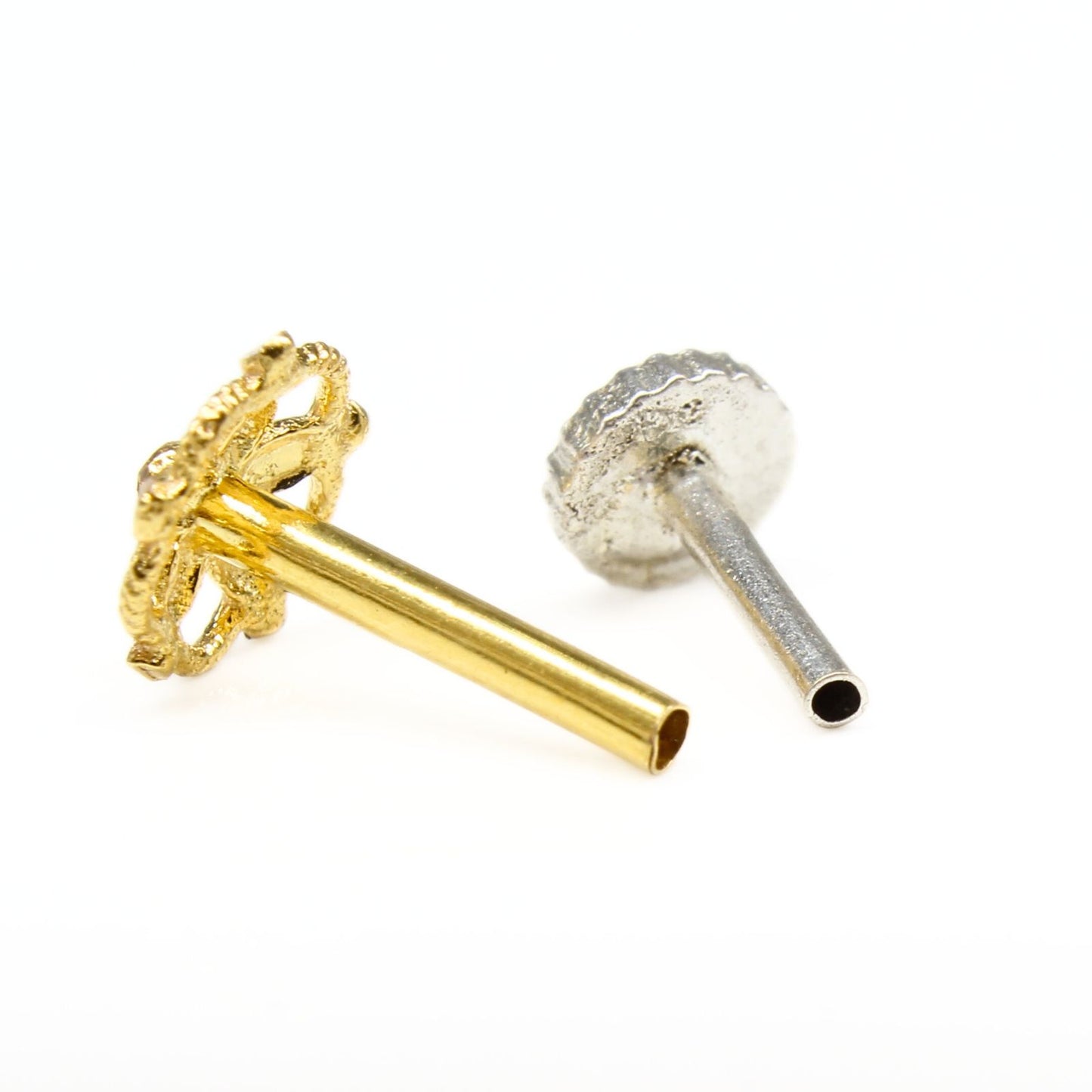 18K Real Gold women floral style Nose pin nose ring Push Pin