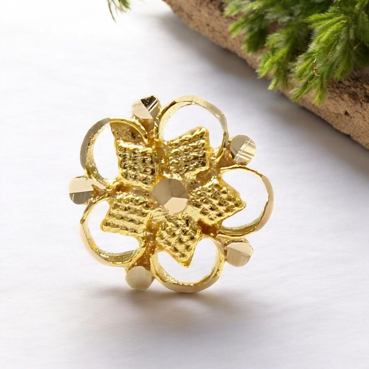18K Real Gold Floral Nose pin nose ring Push Pin
