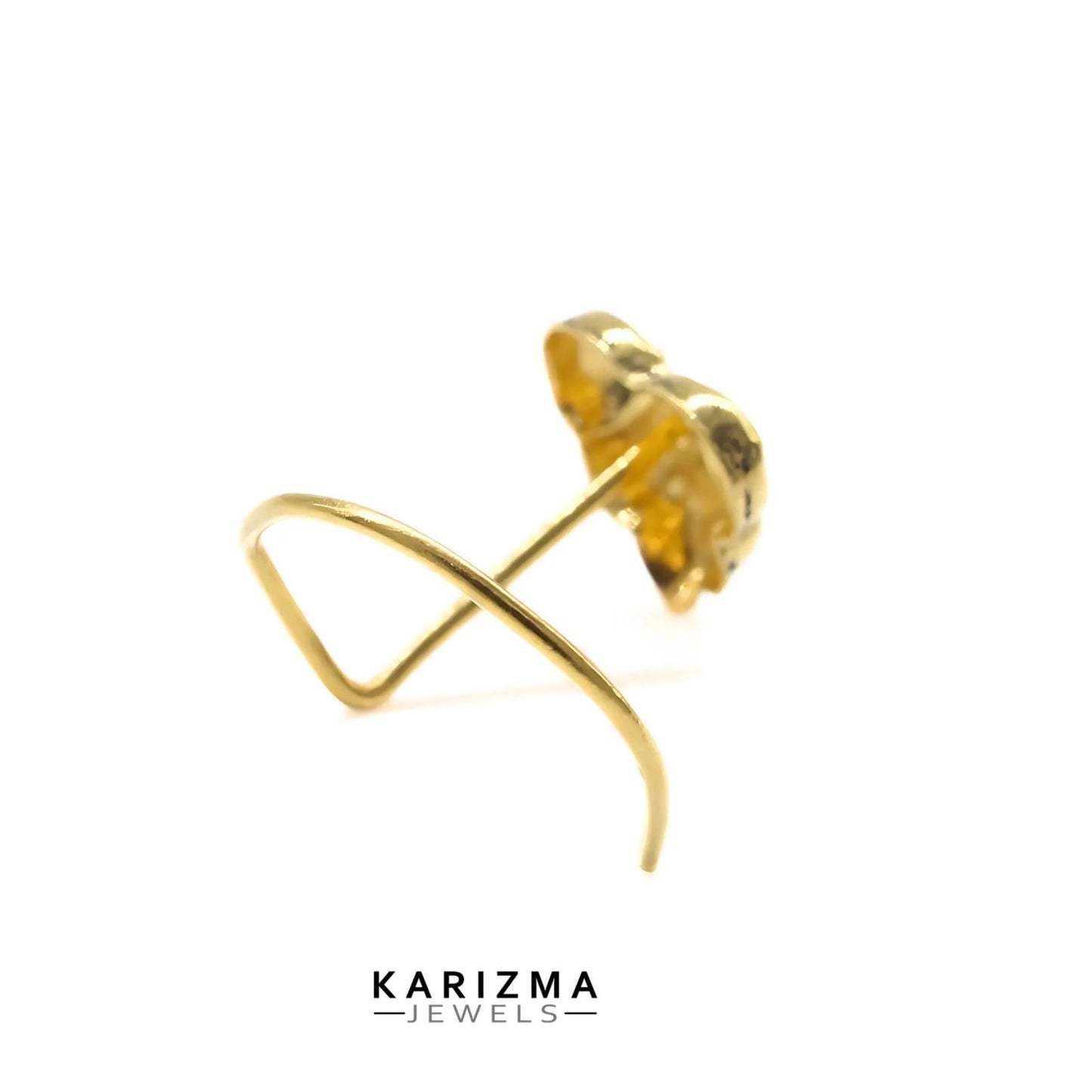 22k Real Gold Women Oxidized Heart design Twisted Nose Pin