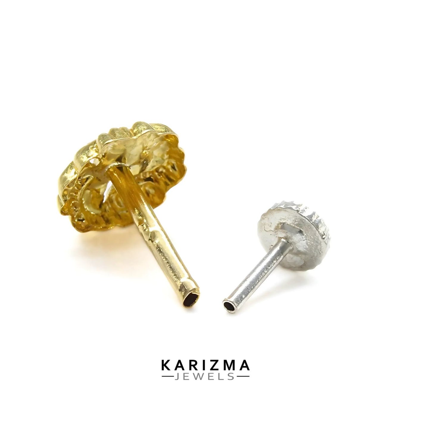14k Real Gold Floral design Women Nose Pin Push Pin