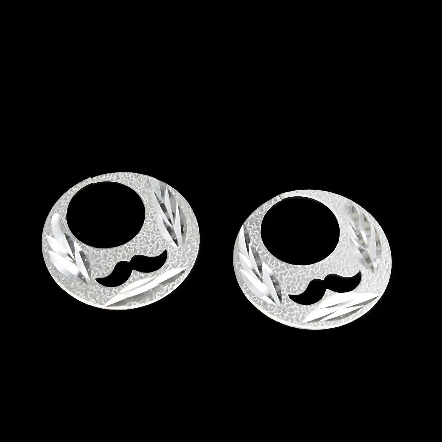 Real Sterling Silver Round Moon Shaped MOUSTACHE Nattiyan (Nanti) men earring