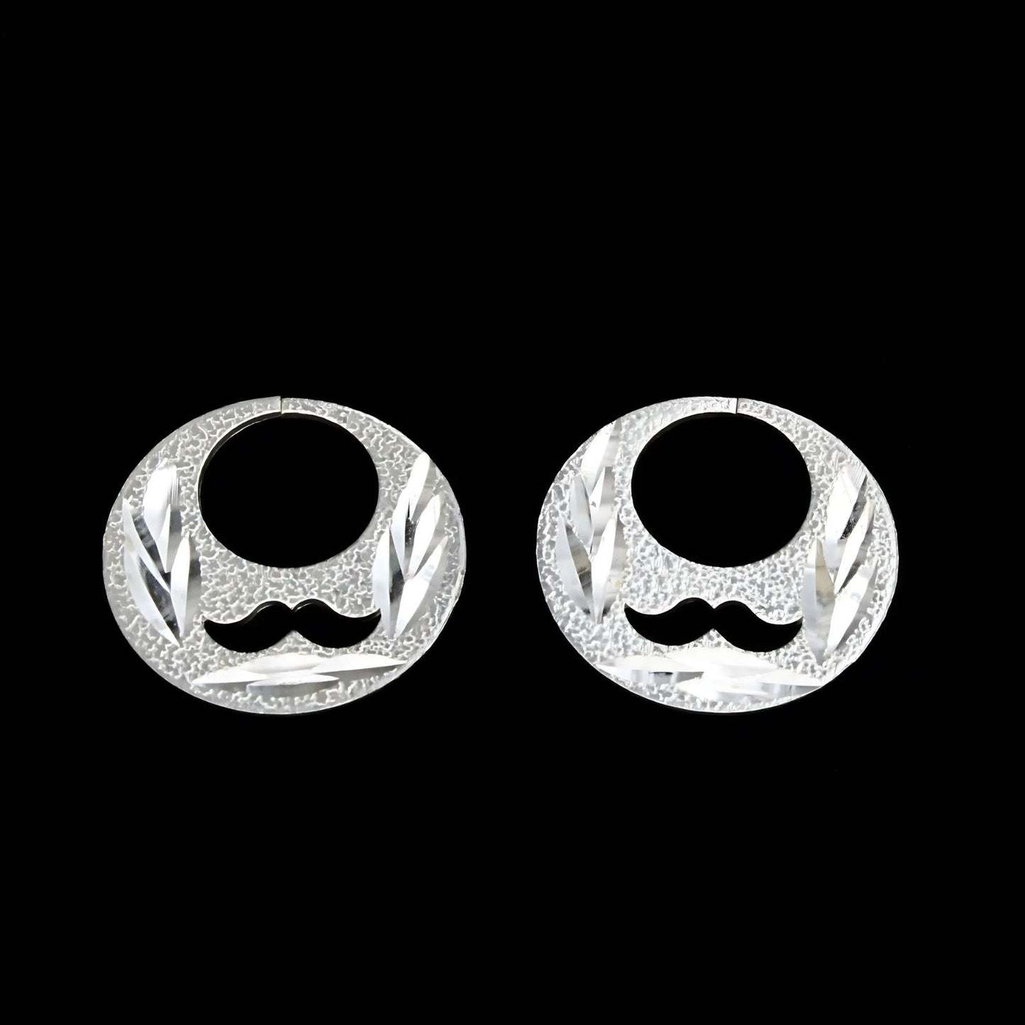 Real Sterling Silver Round Moon Shaped MOUSTACHE Nattiyan (Nanti) men earring