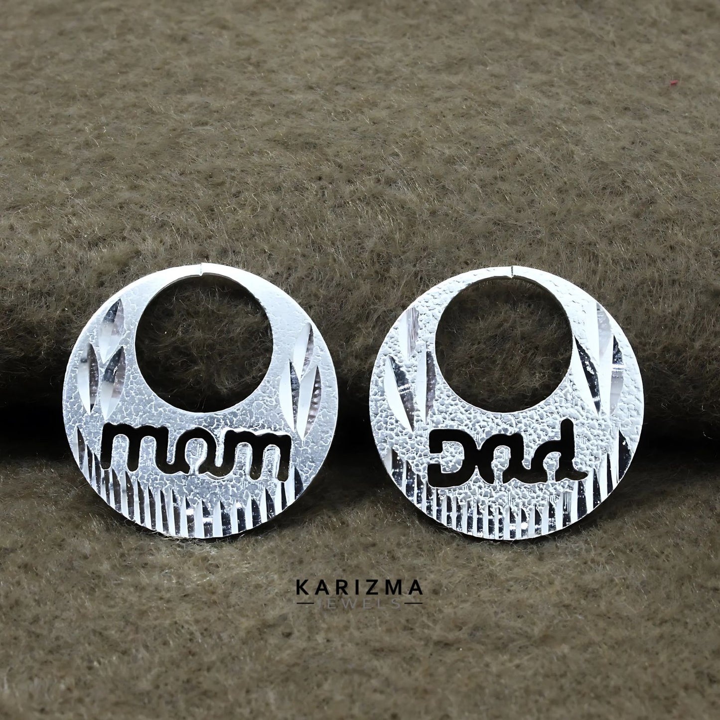 Real Silver Round Moon Shaped MOM DAD Nattiyan (Nanti) men women earring