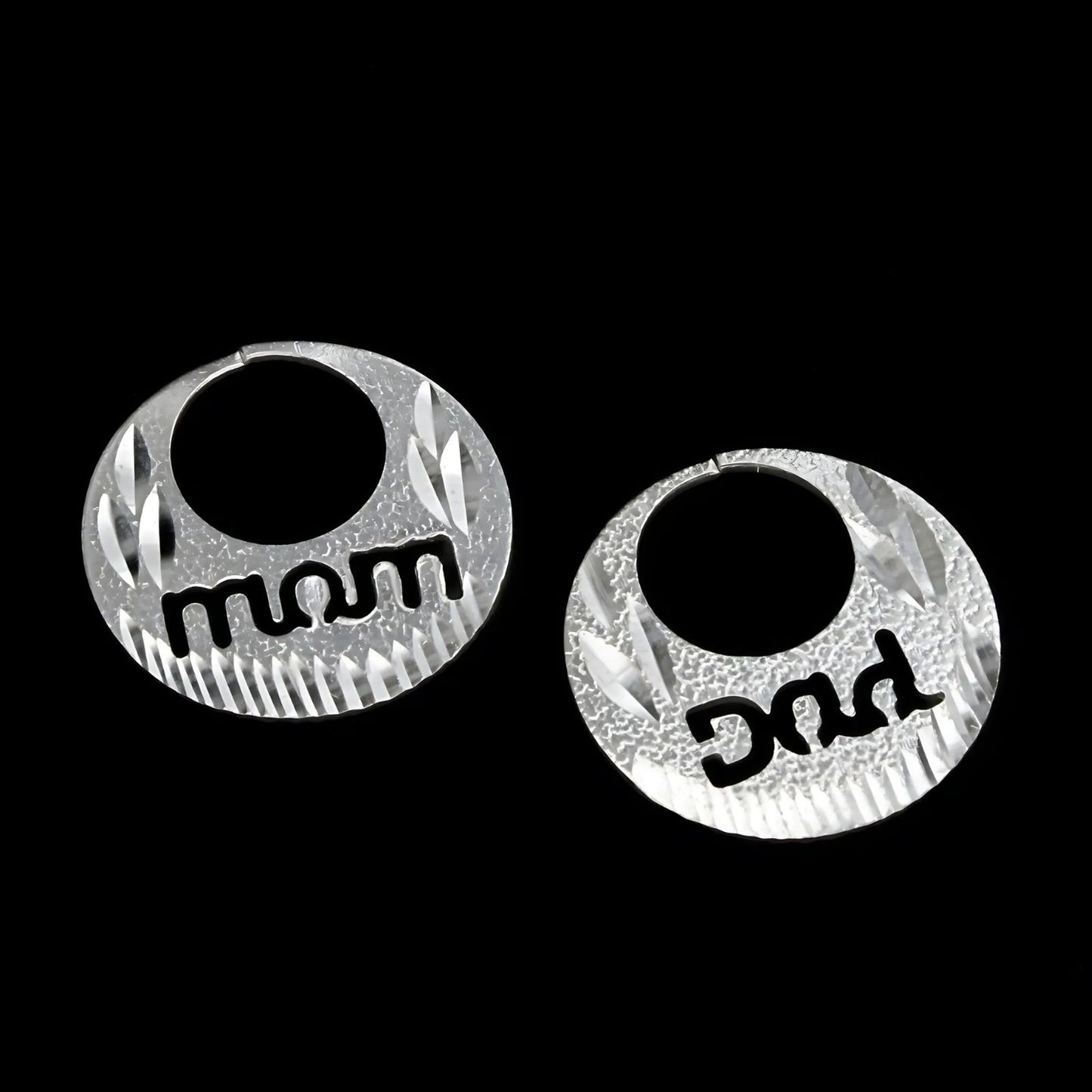 Real Silver Round Moon Shaped MOM DAD Nattiyan (Nanti) men women earring