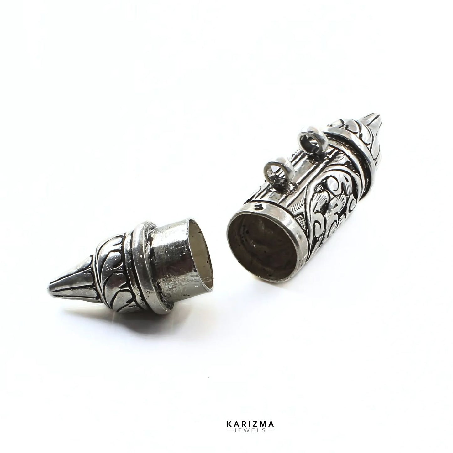925 Sterling Silver Nakshi work Oxidized Unisex container box Pendant