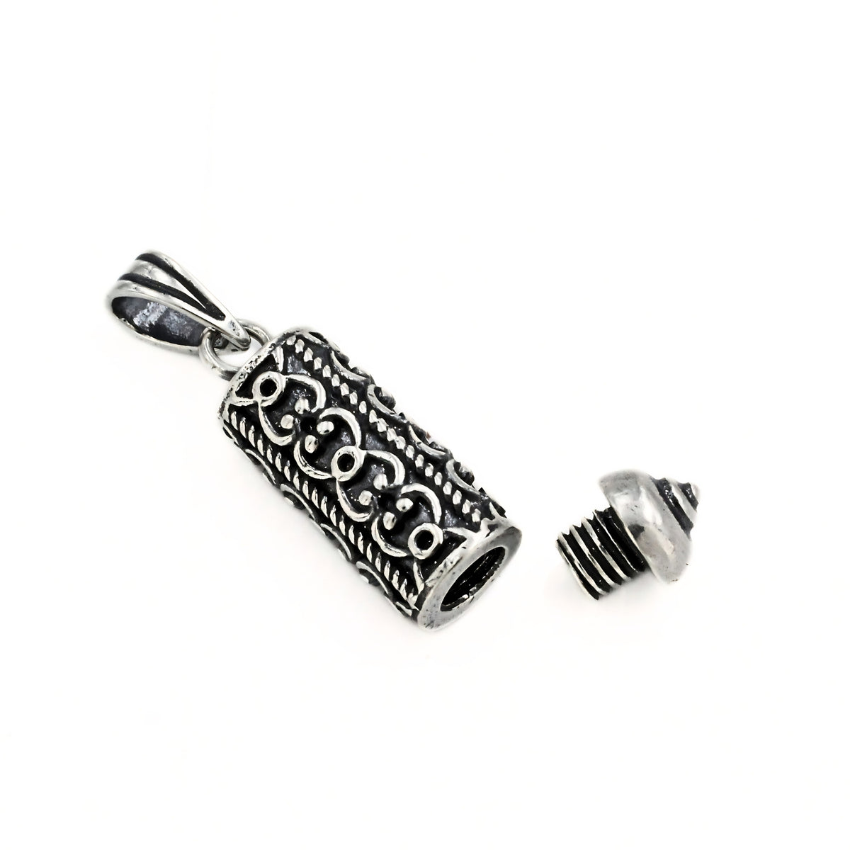 925 Silver Antique Oxidized Filigree Pill Box Tabiz Pendant