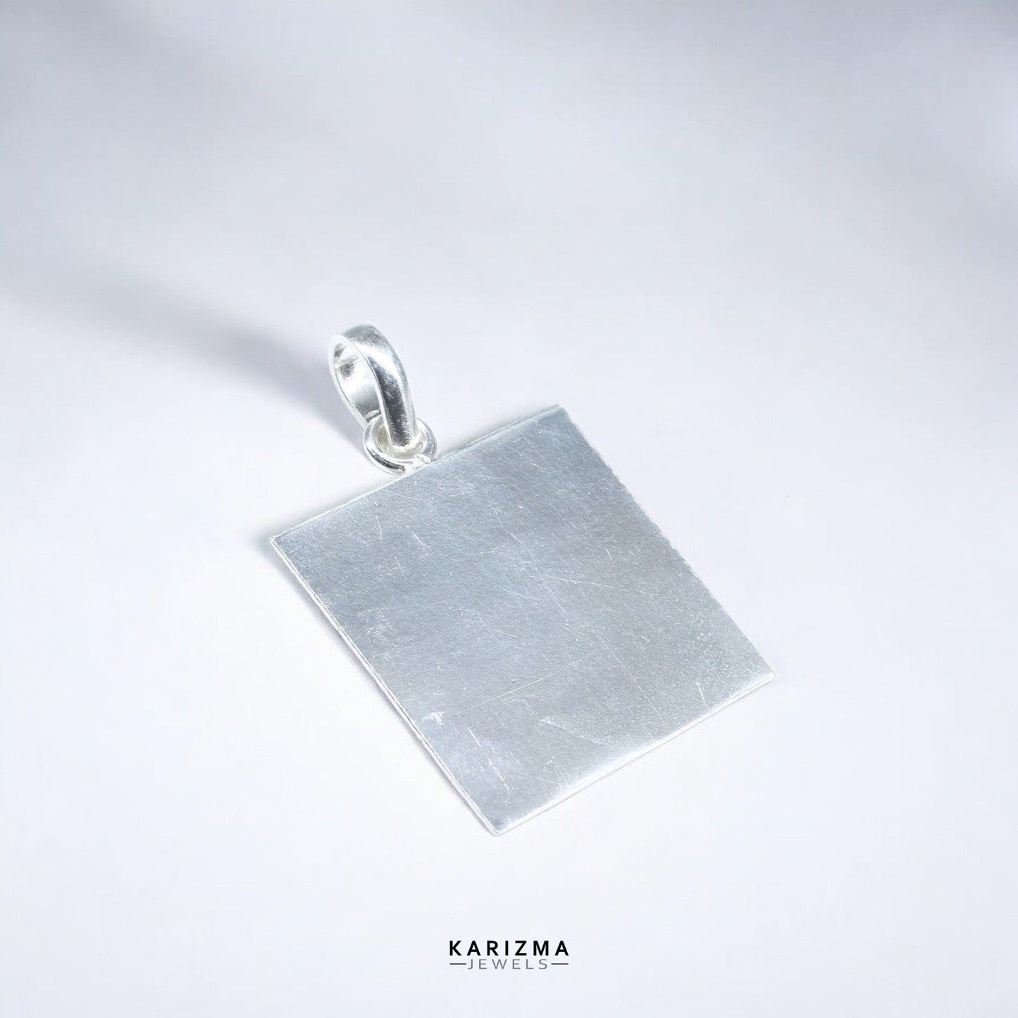 1 Inch Pure Solid Silver Square Piece (Chokor) engraving Pendant lal kitab astrology