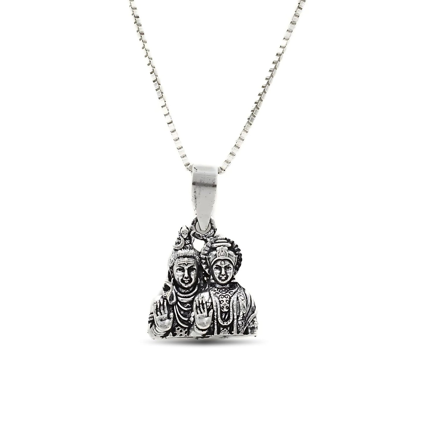 925 Real Sterling Silver Oxidized Shiv Parvati pendant