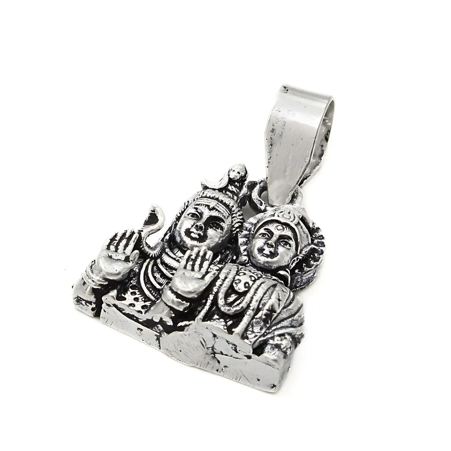 925 Real Sterling Silver Oxidized Shiv Parvati pendant