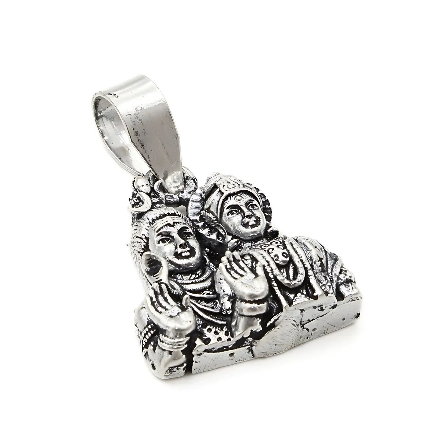925 Real Sterling Silver Oxidized Shiv Parvati pendant