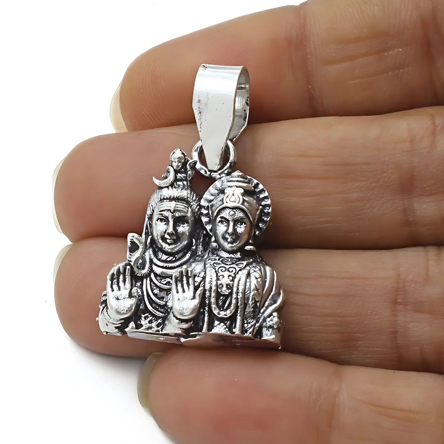 925 Real Sterling Silver Oxidized Shiv Parvati pendant