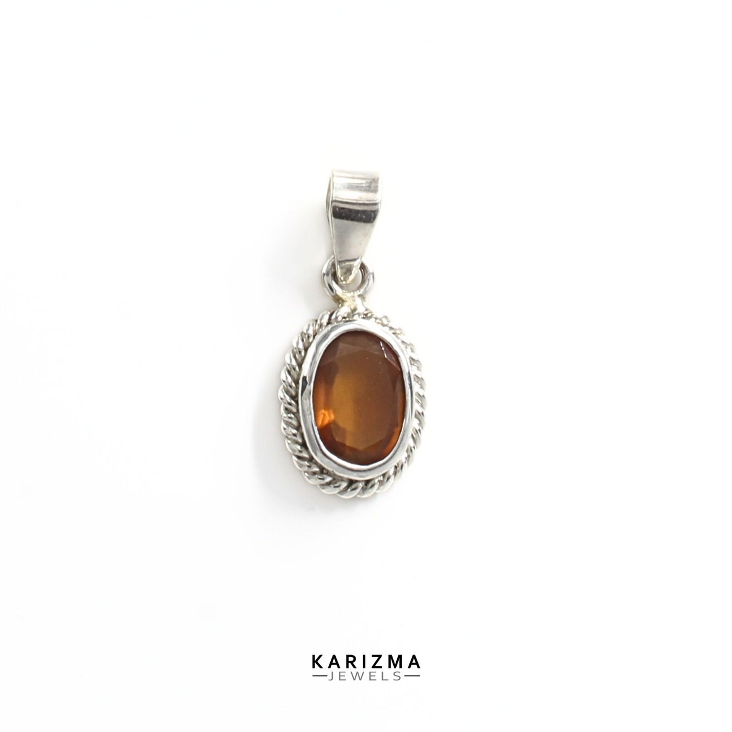 Gomedh Gemstone Rashi Pendant in pure Silver