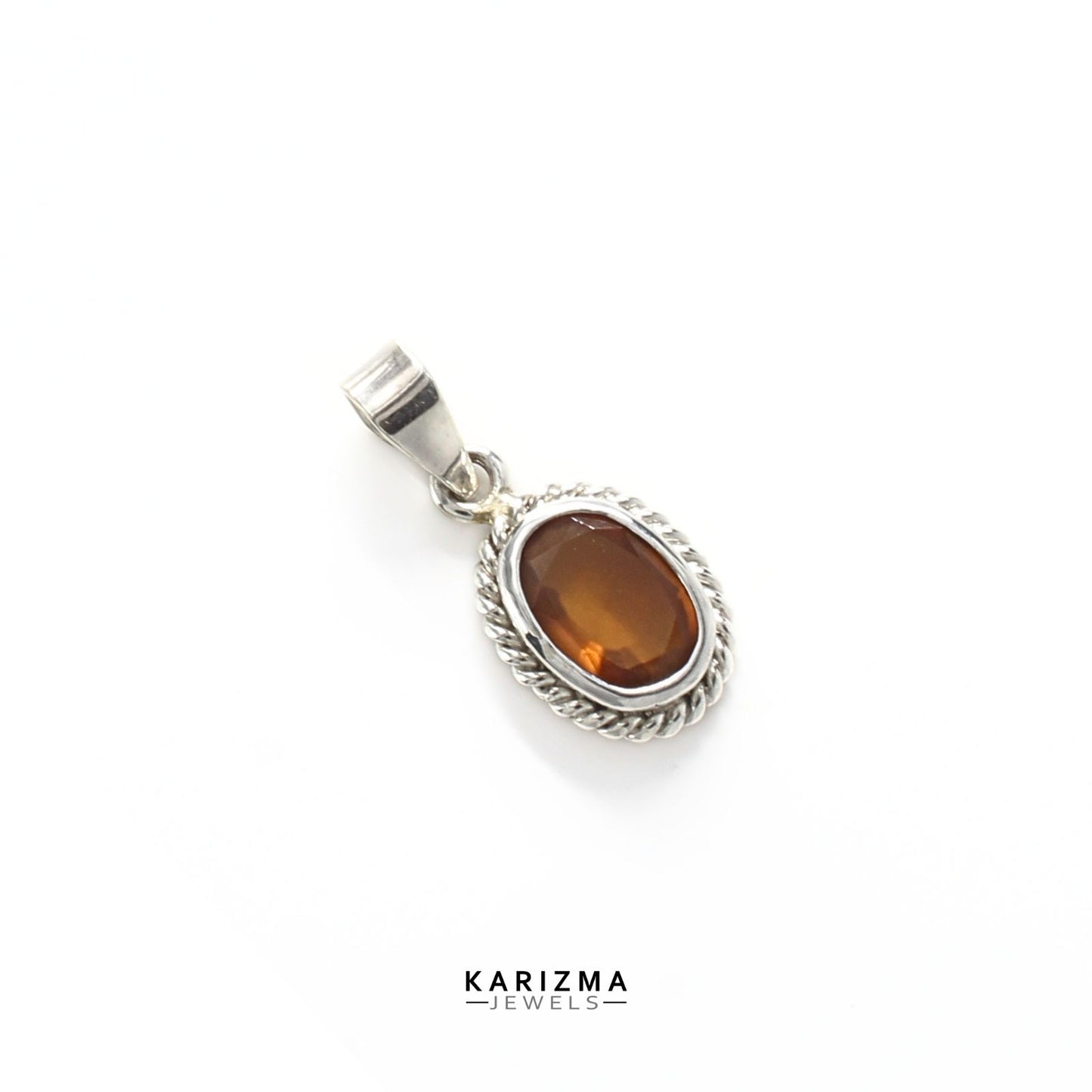 Gomedh Gemstone Rashi Pendant in pure Silver
