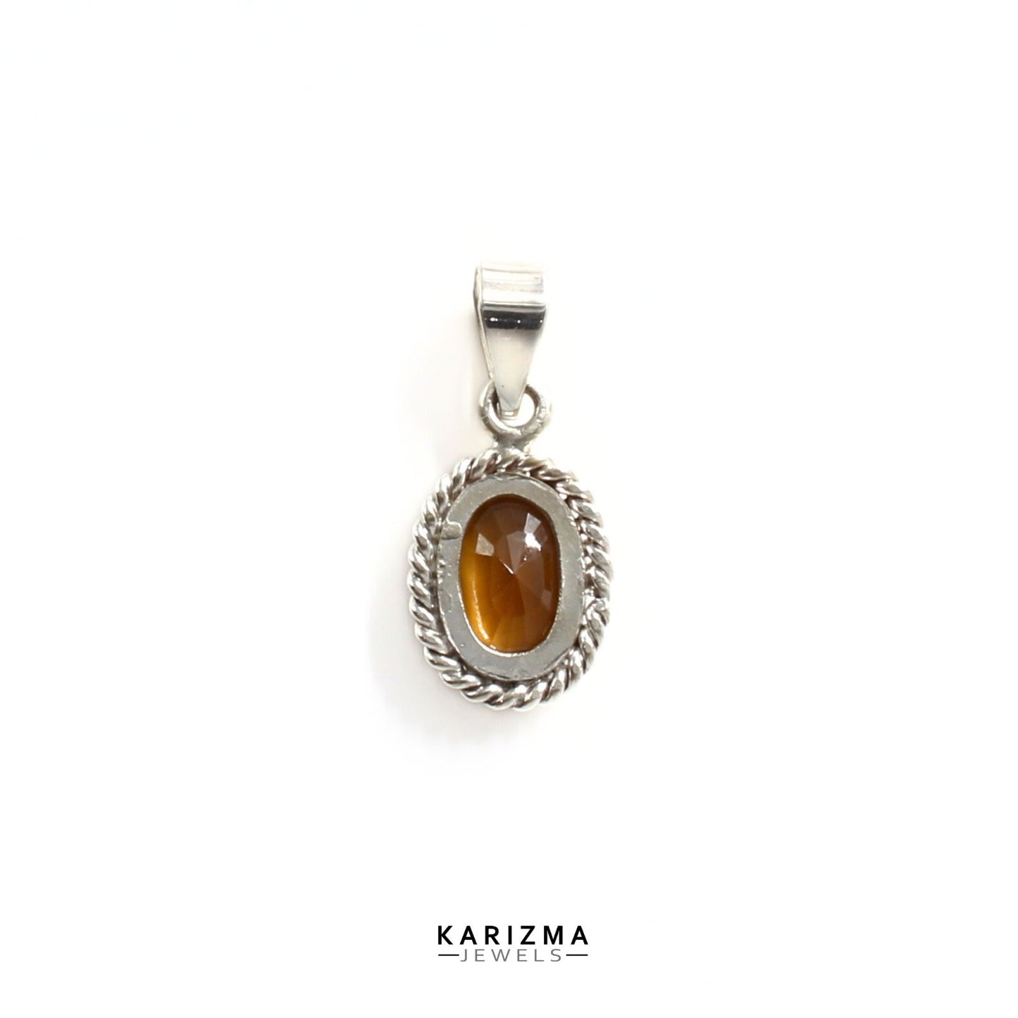 Gomedh Gemstone Rashi Pendant in pure Silver