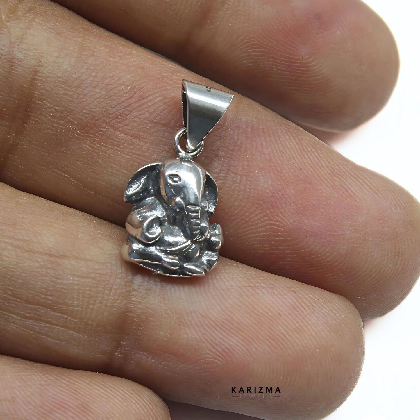 925 Sterling Silver Oxidized Small Indian Lord Ganesha Pendant