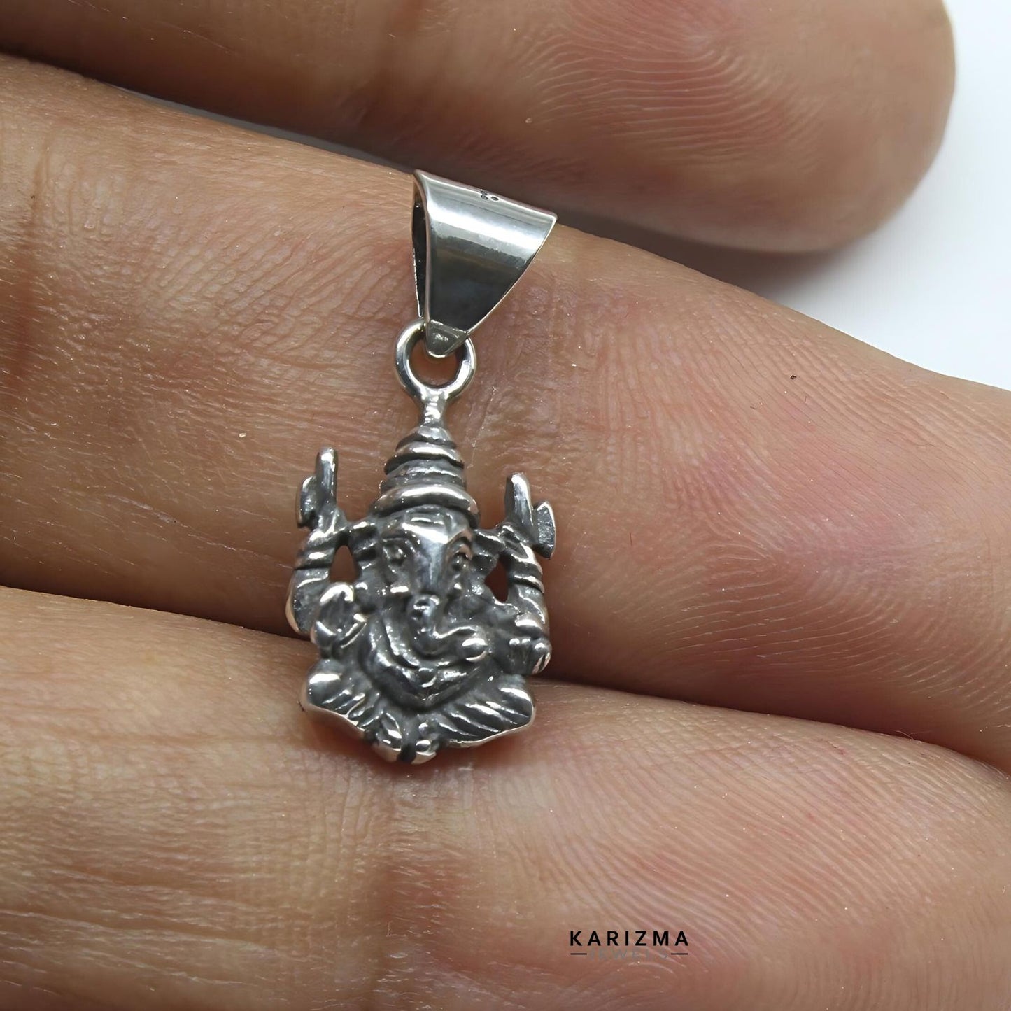 925 Sterling Silver handmade Lord GANESH Idol Oxidized Pendant