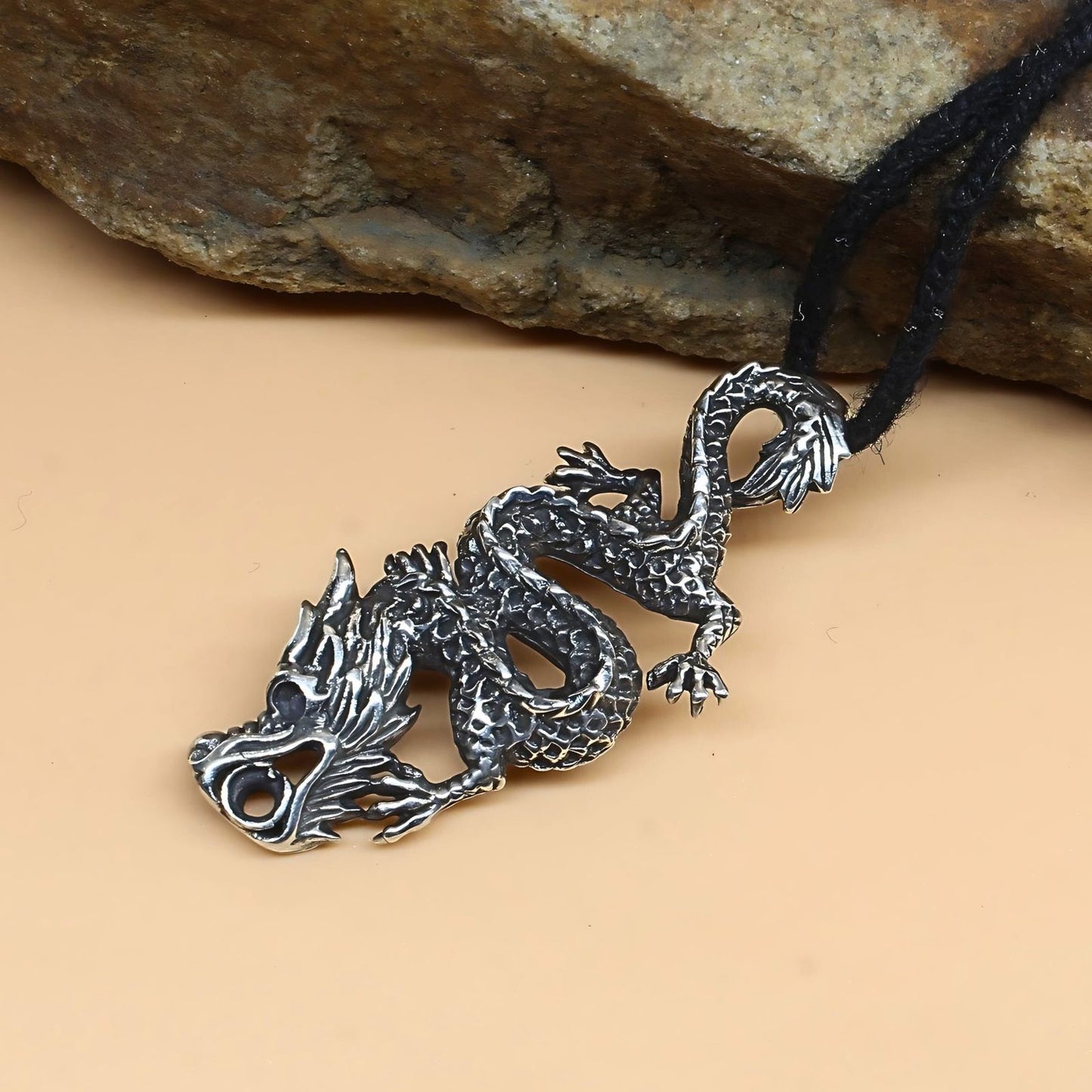 Real Silver Oxidized gorgeous dragon charms Pendant