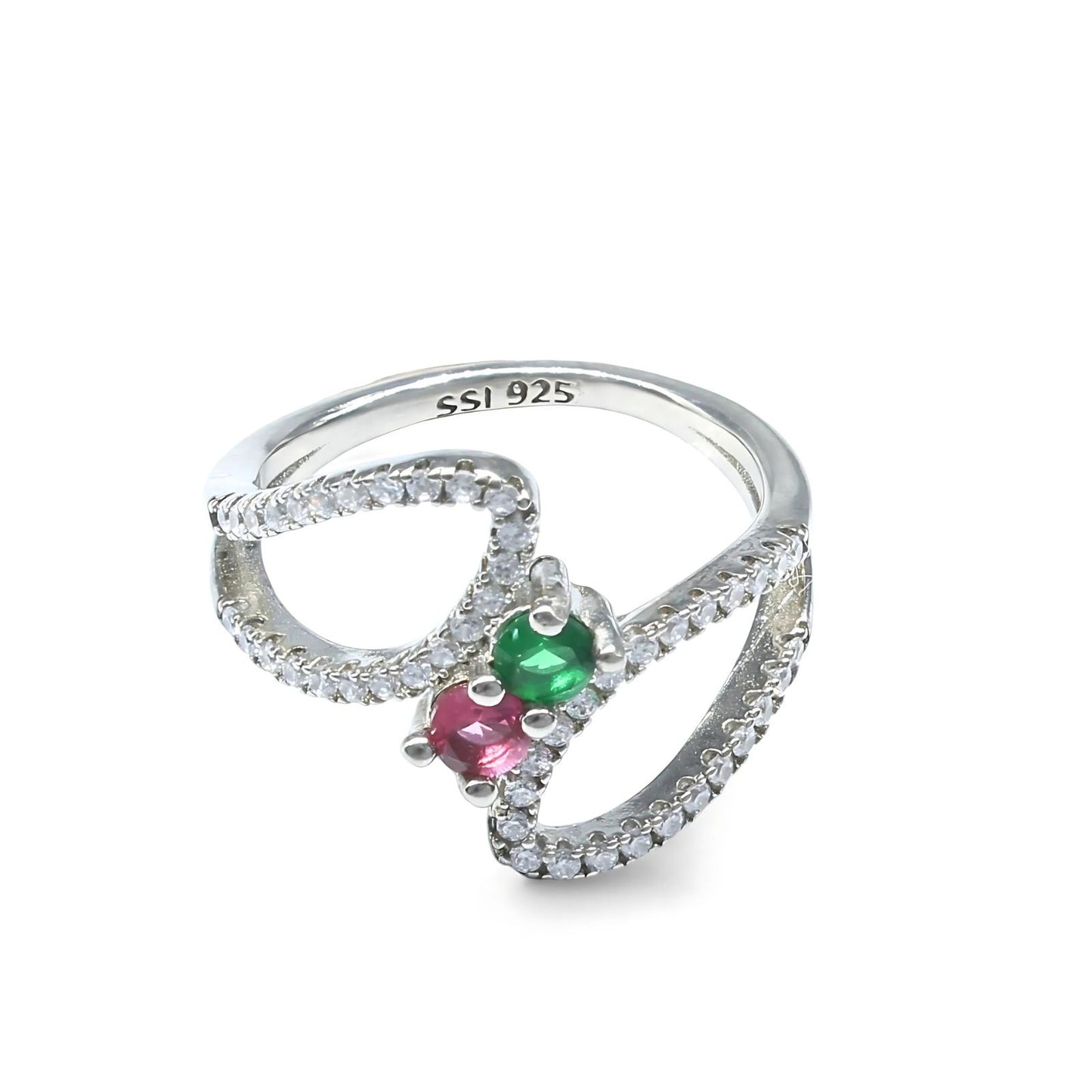 Real 925 Sterling Silver Multi CZ Women Elegant Ring