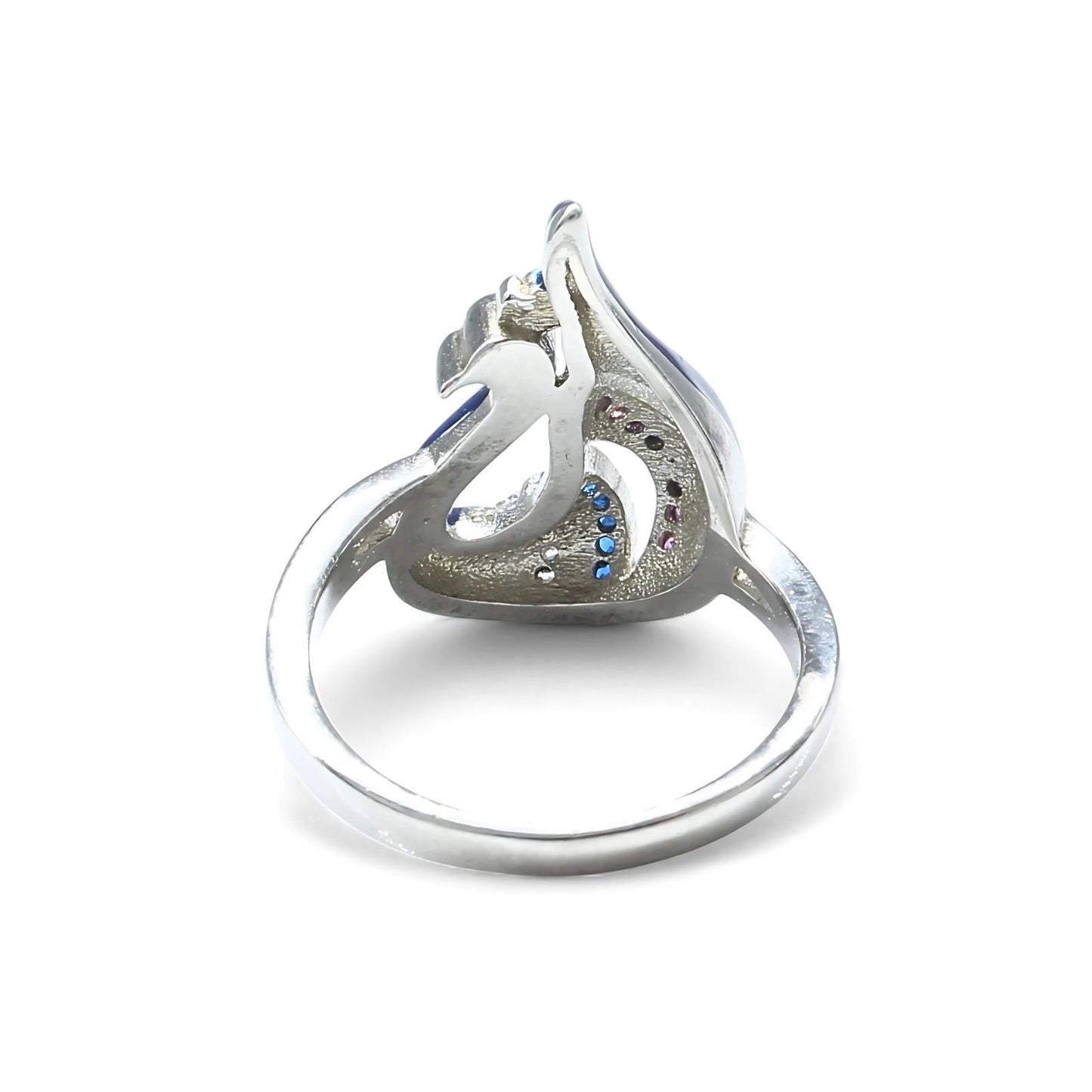 Real 925 Sterling Silver handmade Multi CZ Women Peacock style Ring