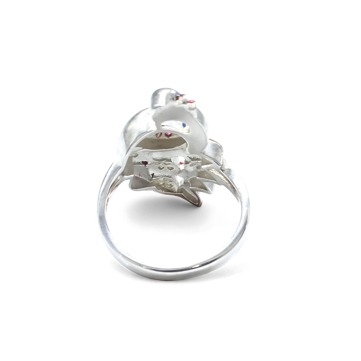 Real 925 Sterling Silver handmade Pink White CZ Women Peacock Ring