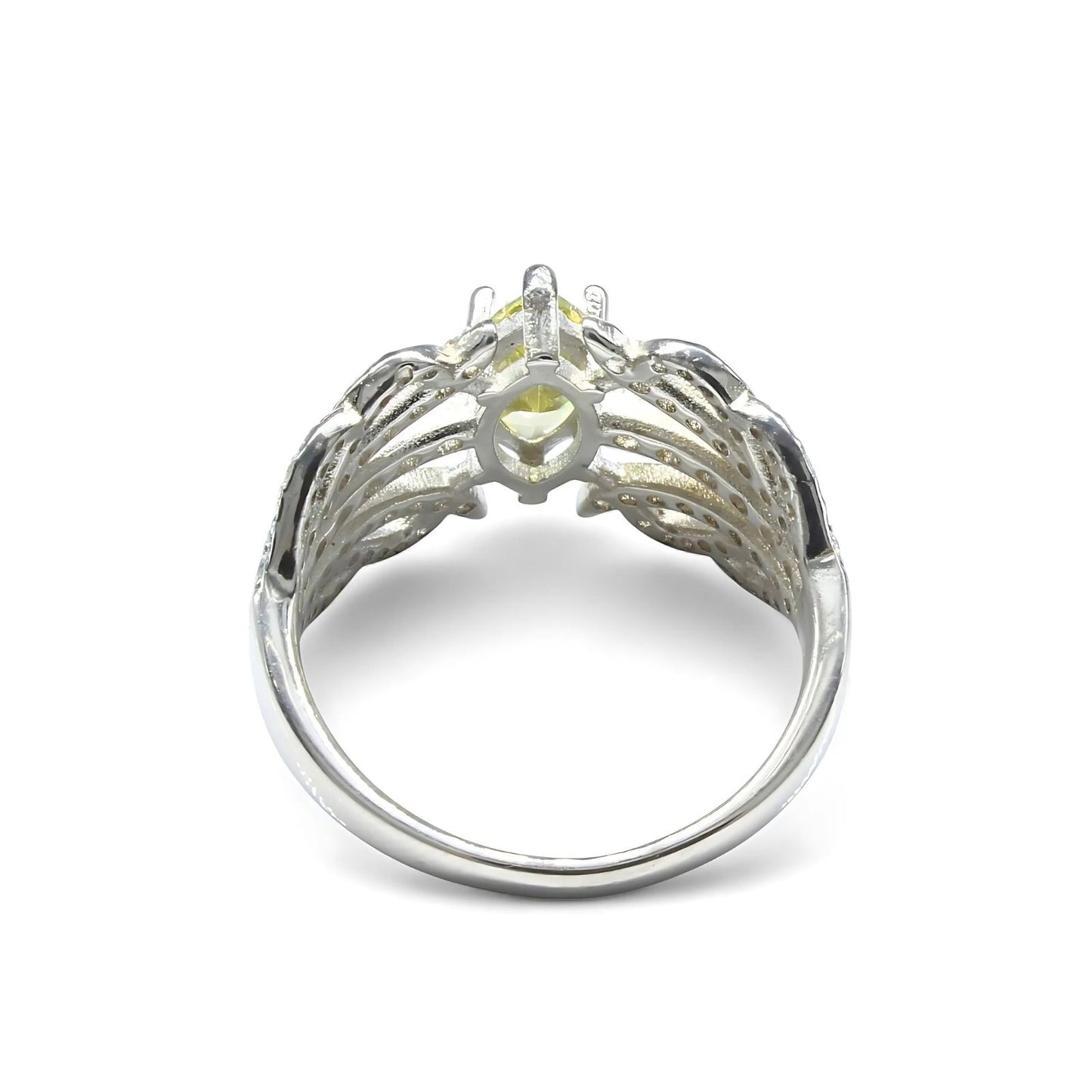 Real 925 Sterling Silver Lemon White CZ Women gorgeous Engagement Ring
