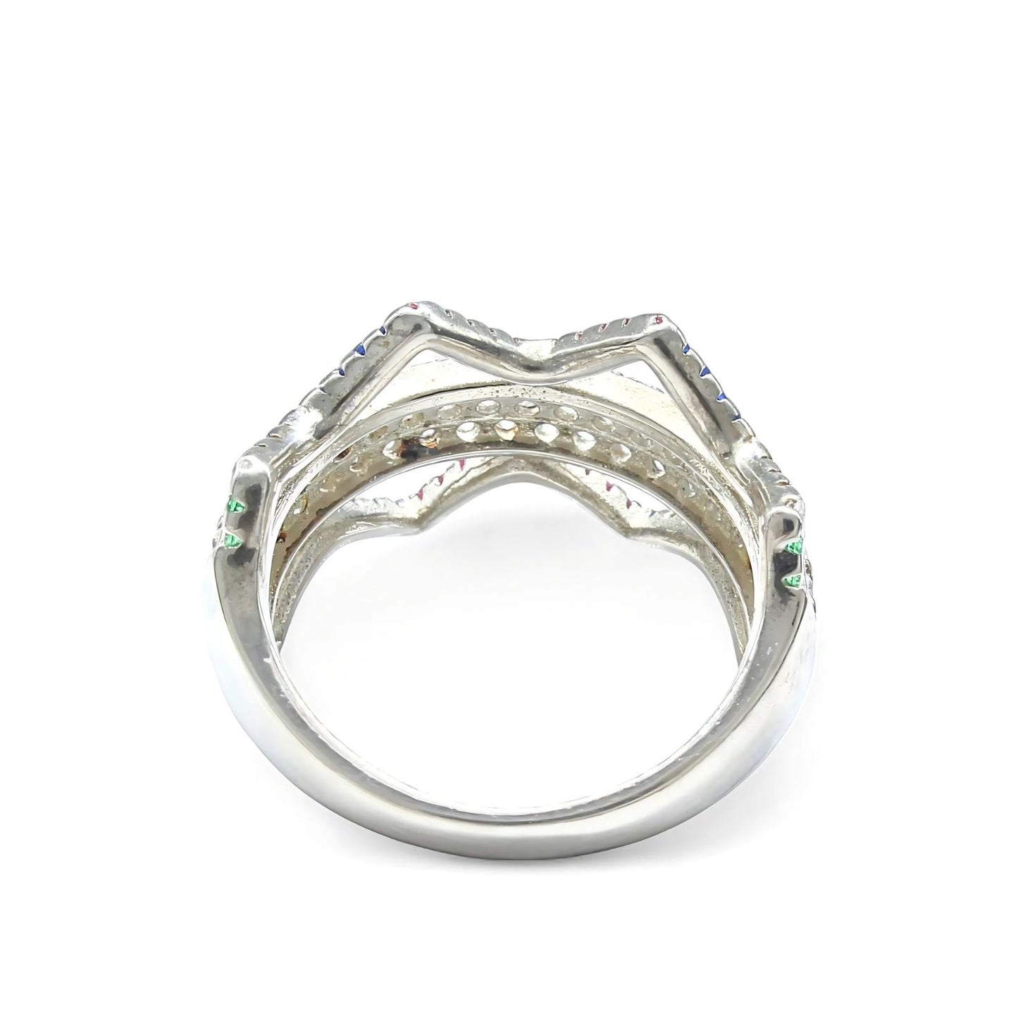 Real 925 Sterling Silver Multi CZ Women amazing Ring