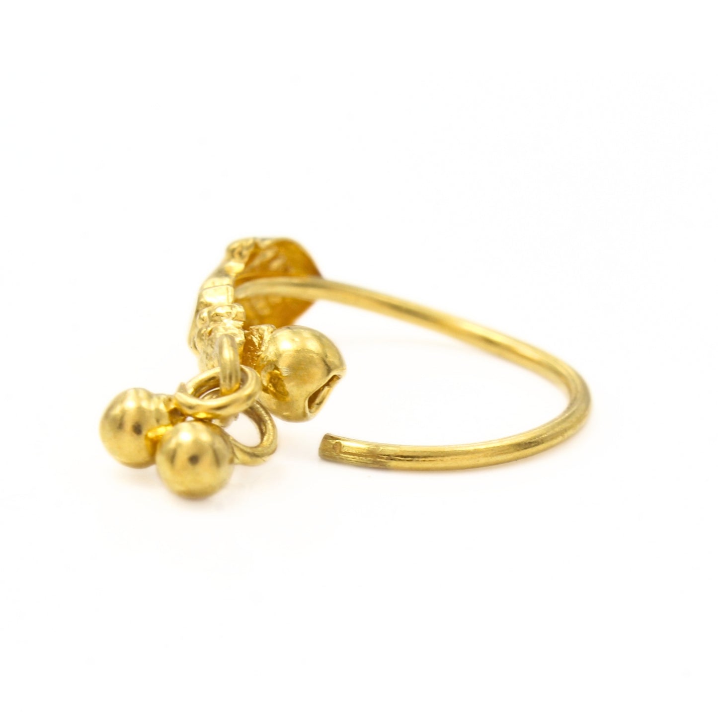 Ethnic 18K Real Gold women Dangle Nose ring Nose Hoop Ring 22g
