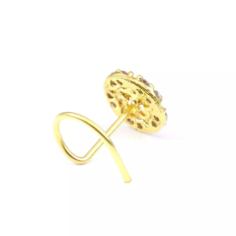 22g Gold Plated Corkscrew Piercing Nose Stud