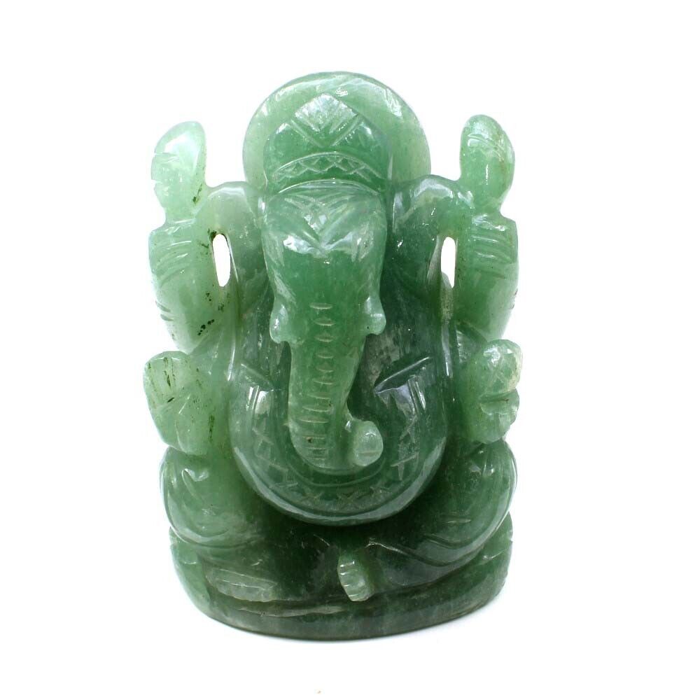 Lord Ganesha God Idol Hindu Deity Jade Carved Sculpture Art