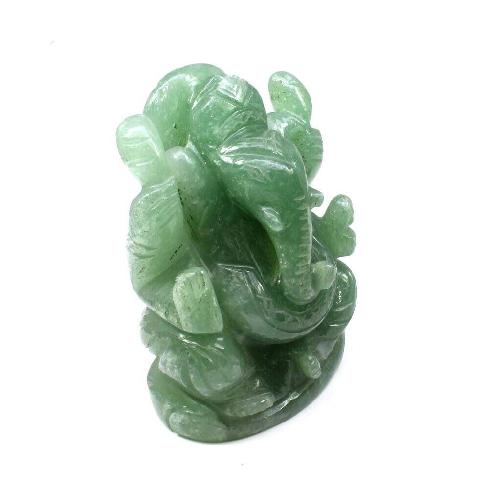 Lord Ganesha God Idol Hindu Deity Jade Carved Sculpture Art