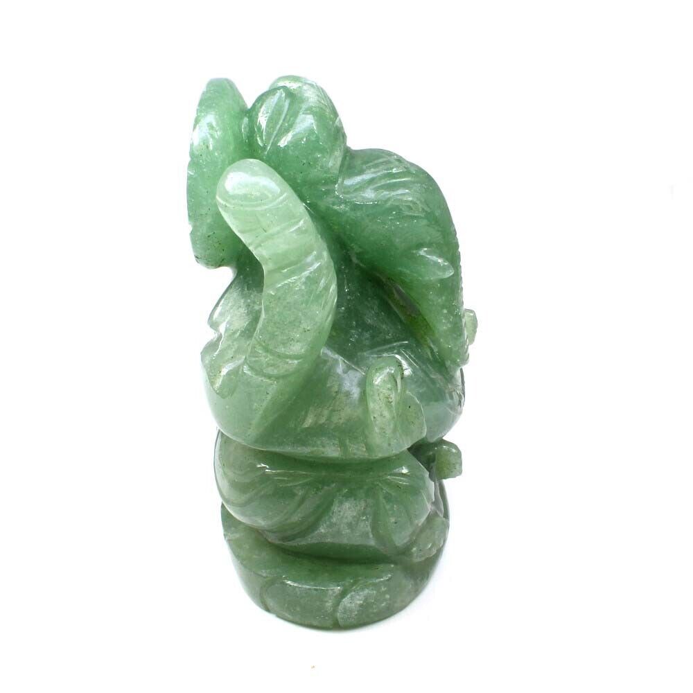 Lord Ganesha God Idol Hindu Deity Jade Carved Sculpture Art