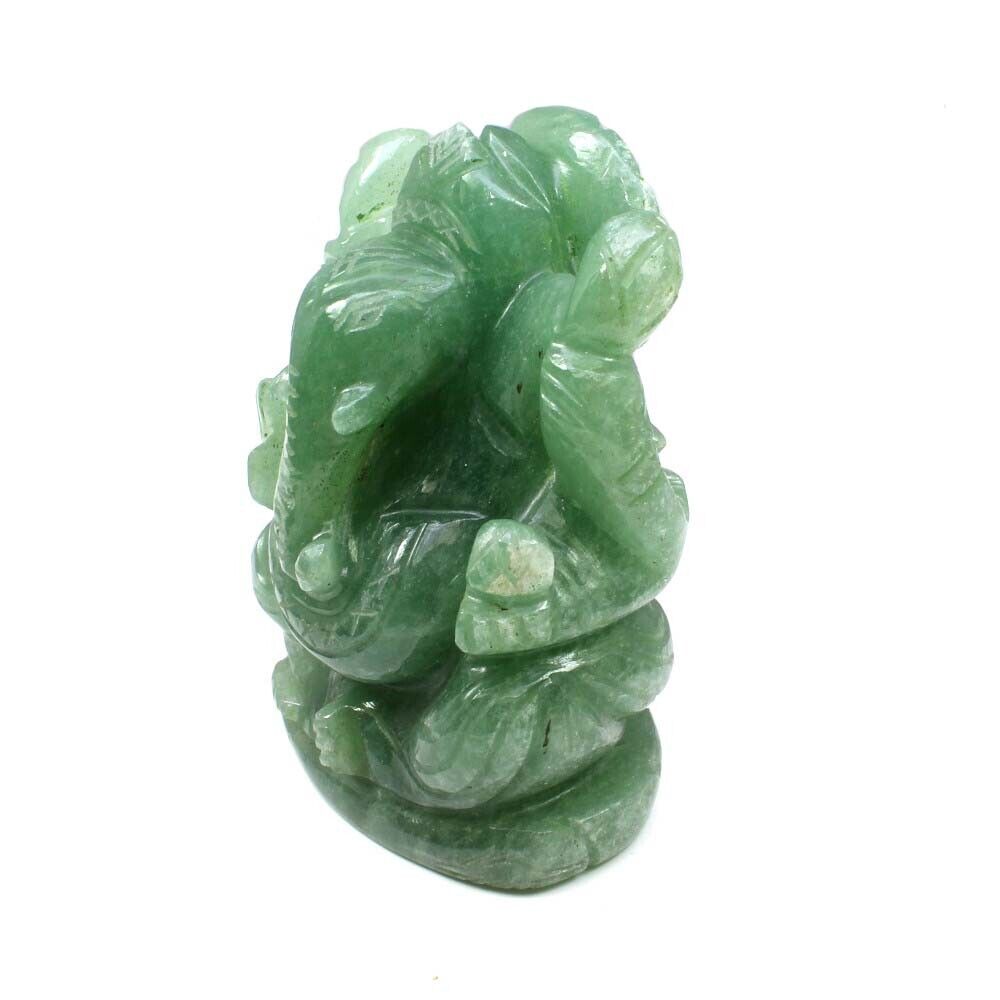 Lord Ganesha God Idol Hindu Deity Jade Carved Sculpture Art