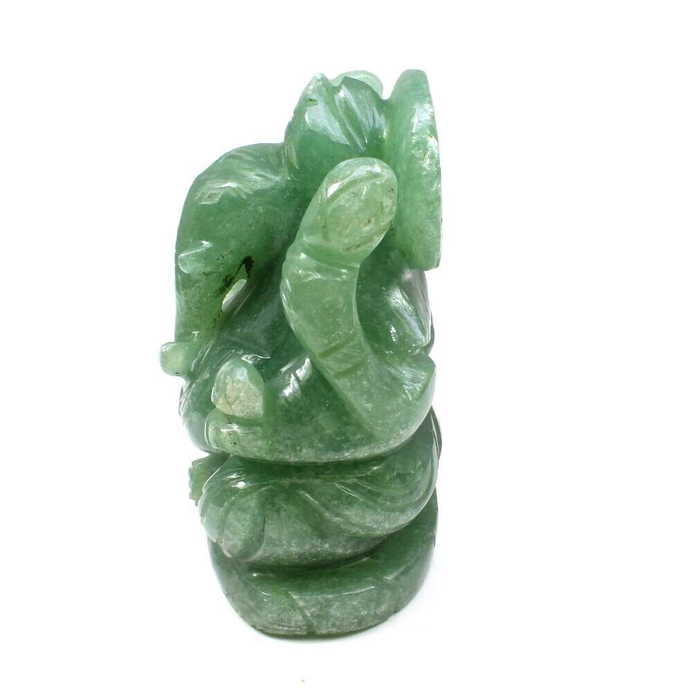 Lord Ganesha God Idol Hindu Deity Jade Carved Sculpture Art